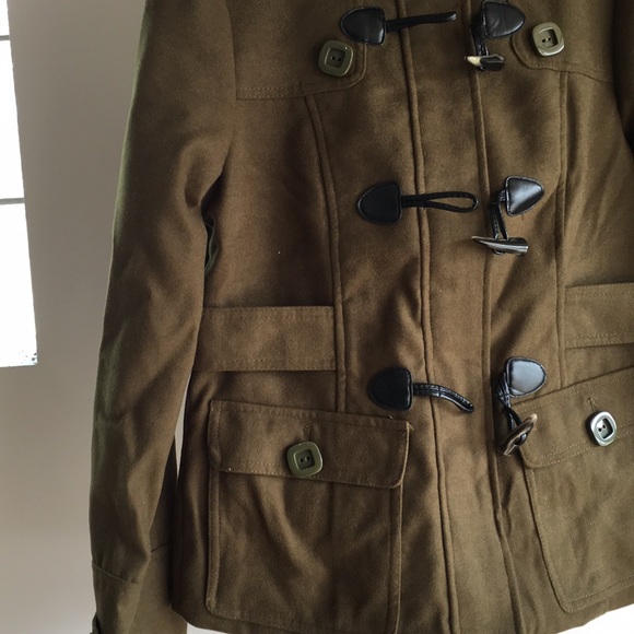 NWT OLIVE GREEN PEA COAT - Picture 3 of 4